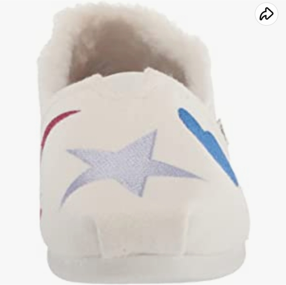 👣TOM'S 🌱ALPARGATA Paper Source Embroidered Hearts Moon Stars Sherpa Espadrille - Picture 6 of 12